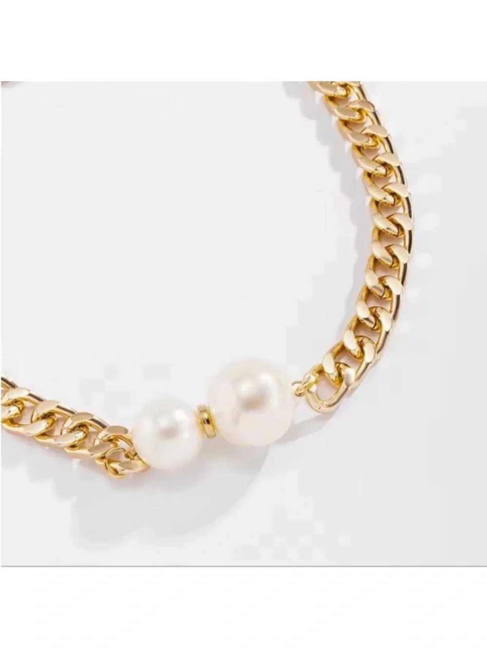 NEW! Gold Pearl Accent Chain Choker Necklace. 🤍 Choker Necklace - Picture 7 of 7